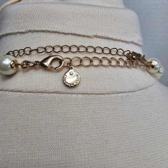 Charter Club Necklace Mixed Metal Filagree Rhinestones Faux Pearl Goldtone - Picture 7 of 7